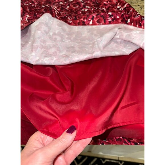 Talbots Red Floral Sleeveless Dress 14W Cotton/Spandex Pockets Boho Cottage Core - Picture 9 of 12